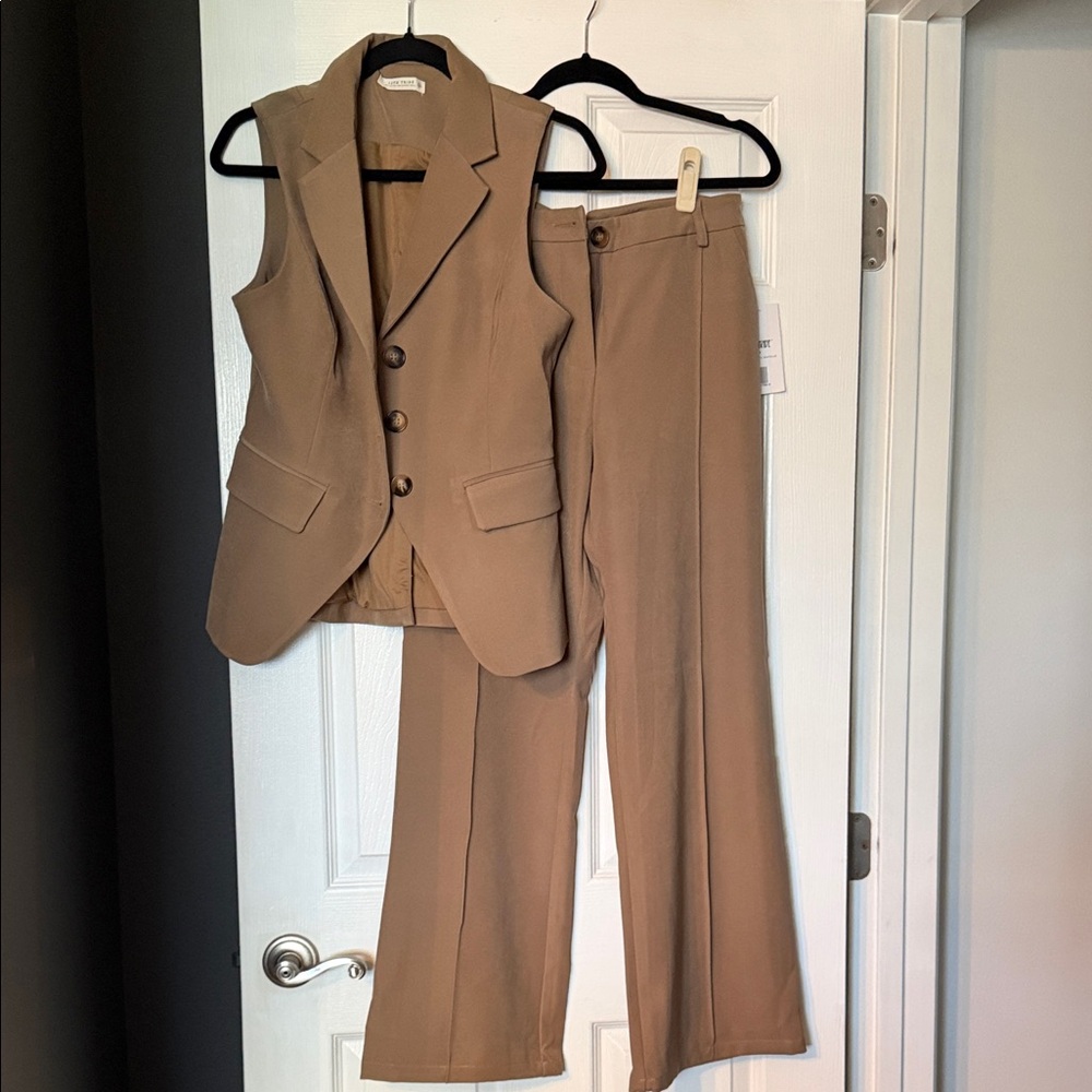 12th Tribe Classic Brown Pantsuit Set